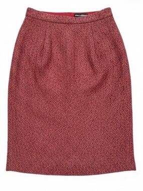 Dolce & Gabbana Red Wool Tweed Pencil Skirt Silk Lined size IT 42